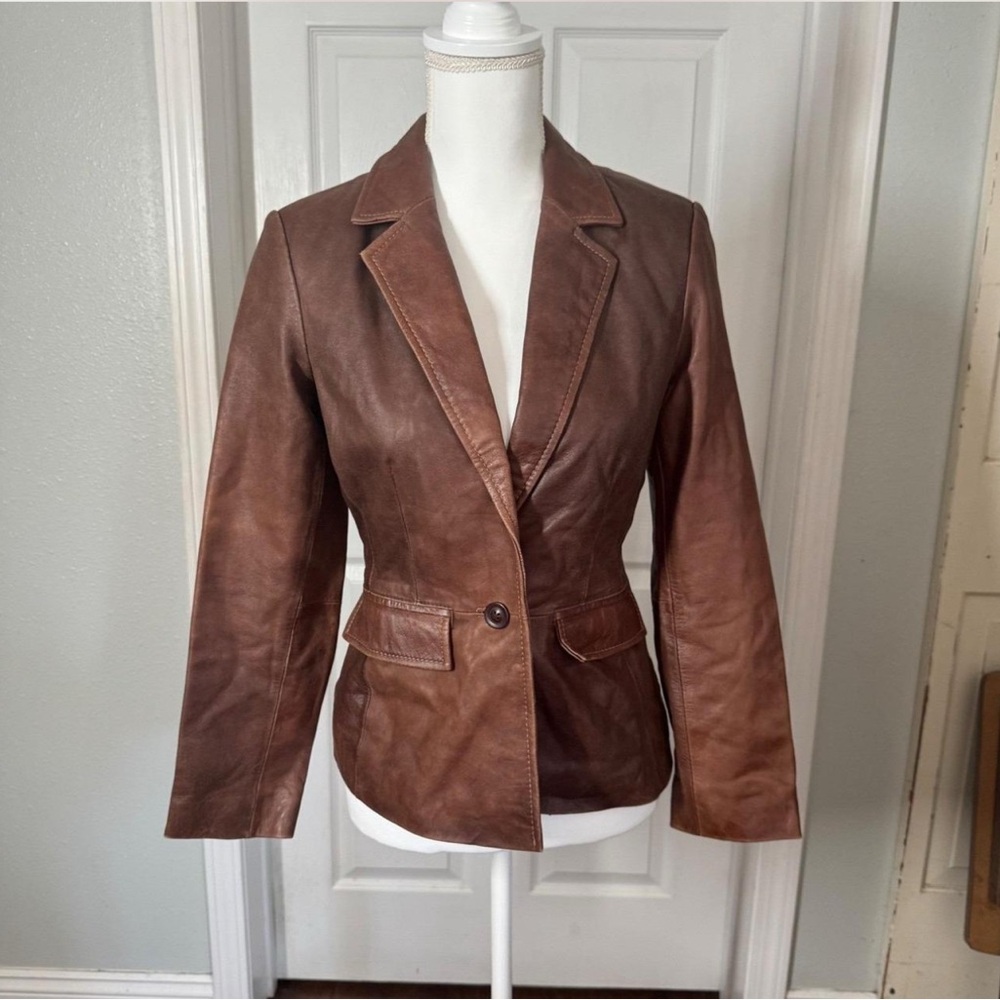 INC Brown Leather Women's Jacket